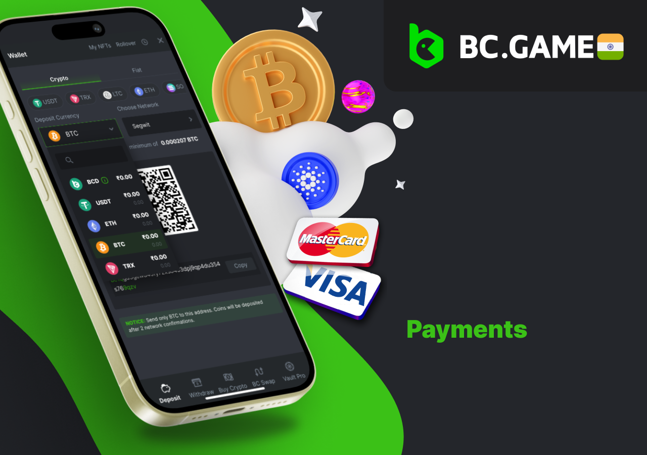 Available options for deposits and withdrawals